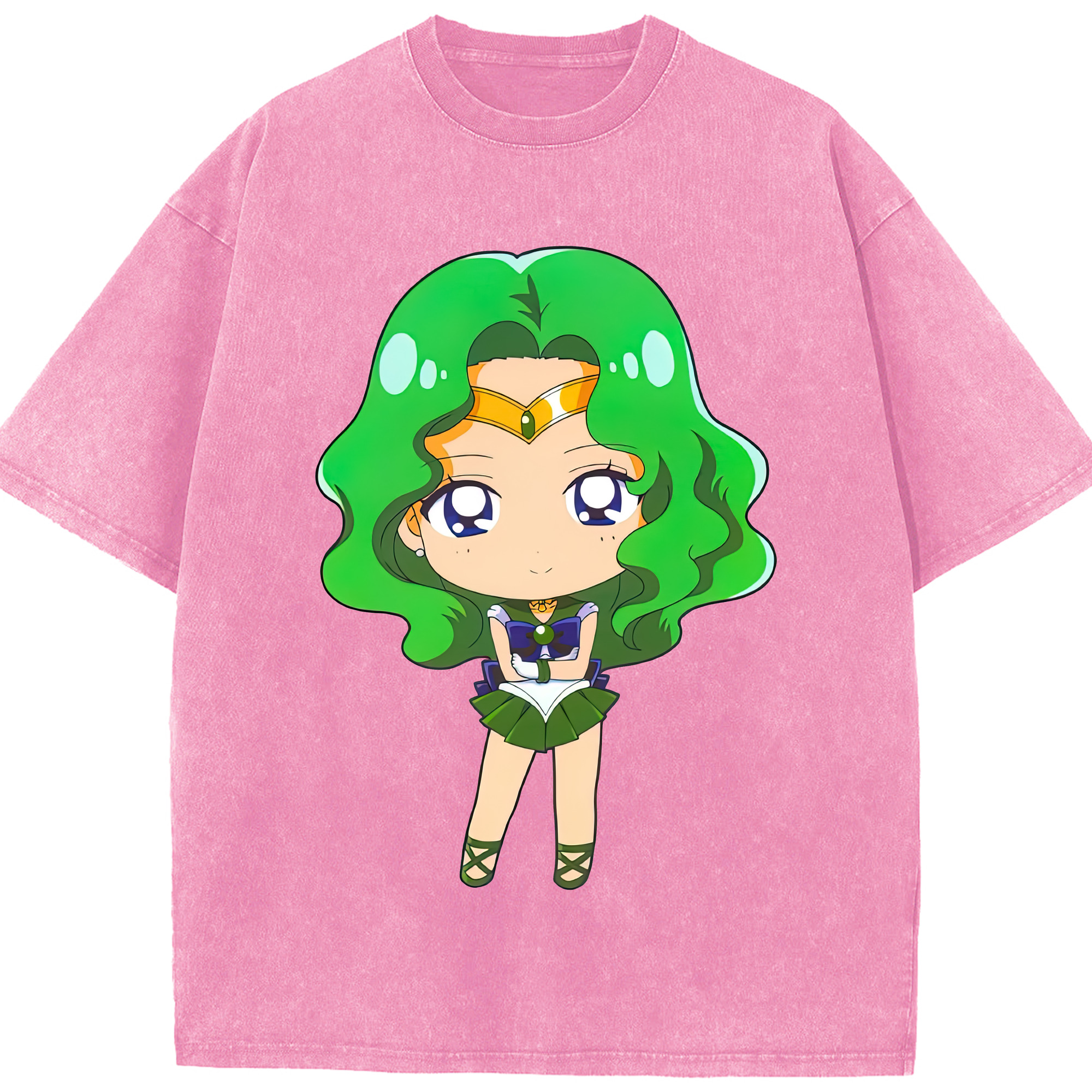 （画像用） 美少女戦士セーラームーン 海王 みちる（かいおう みちる） Sailor Moon Kaiou Michiru 綿100% ヴィンテージ風 半袖Tシャツ（フロントプリント）